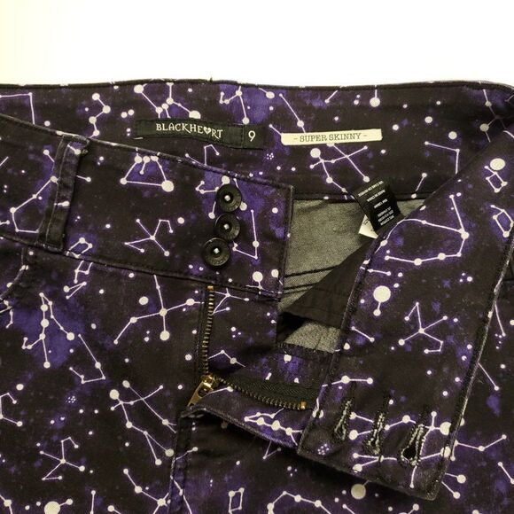 Hot Topic Blackheart Constellation Print Purple Super Skinny Jeans  Size 9 - Picture 10 of 11